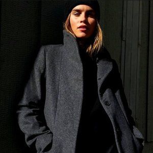 Aritzia Wilfred Wool Cashmere Cocoon Coat Gray Colour